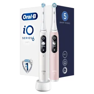 Oral B Spazzolino elettrico iO6 Series Duo Pack White/Pink Sand Extra Handle 2 pz