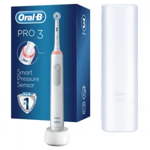 Oral B Spazzolino elettrico Pro3 3500 White Sensitive Clean con custodia da viaggio