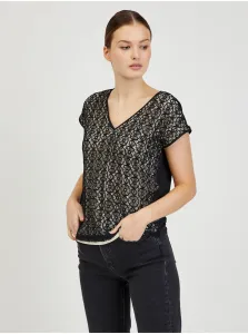Beige-Black Women's Lace T-Shirt ORSAY - Women #1445775