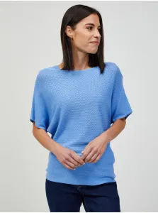 Blue Lightweight Patterned Short Sleeve Sweater ORSAY - Women