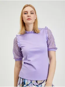 Light purple women's T-shirt with lace ORSAY - Women #1560779