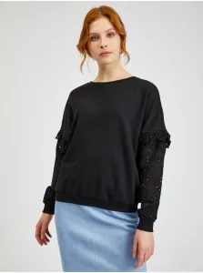 Orsay Black Ladies Sweater with Decorative Sleeves - Women