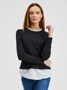 Orsay Black Ladies Sweater with Shirt Inset - Women