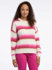 Orsay Pink-cream women's striped sweater with mixed wool - Women #2661013