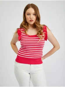 Orsay White Pink Women's Striped T-Shirt - Women #2264101