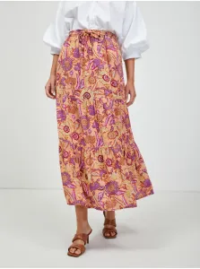 Orange floral maxi skirt with ORSAY tie - Women #1290622