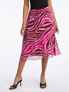 Orsay Pink & Burgundy Women's Patterned Midi Skirt - Women's #2833802