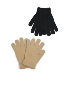 Orsay Set of Two Pairs of Women's Gloves in Black and Beige - Women