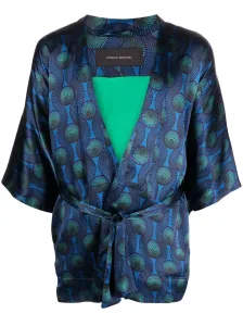 OZWALD BOATENG - Kimono Corto In Seta Stampata #1779487