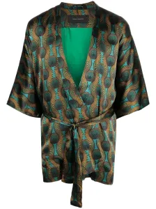 OZWALD BOATENG - Kimono Corto In Seta Stampata #331539