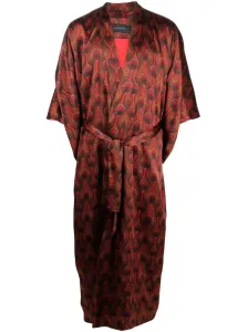 OZWALD BOATENG - Kimono Lungo In Seta Stampata #1779482