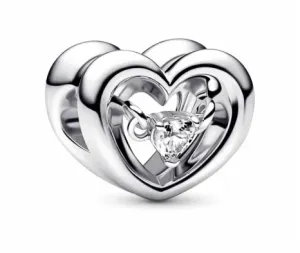 Pandora Affascinante charm in argento Cuore con zircone fluttuante Moments 792493C01