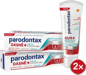 Parodontax Dentifricio per problemi gengivali, alito e sensibilità dentale Gum and Sensitive Duo 2 x 75 ml
