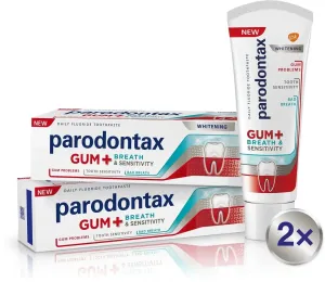 Parodontax Dentifricio per problemi gengivali, alito e sensibilità dentale Gum and Sensitive Whitening Duo 2 x 75 ml