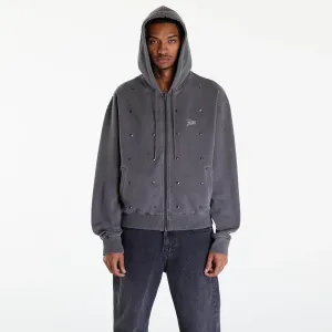 Patta Studded Washed Zip Up Hooded Sweater UNISEX Volcanic Glass #3094404
