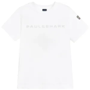 Paul & Shark Boy's Reflective Logo Print T-Shirt White - WHITE 10Y