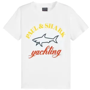 Paul & Shark Boy's Yachting Logo Print T-Shirt White - WHITE 12Y