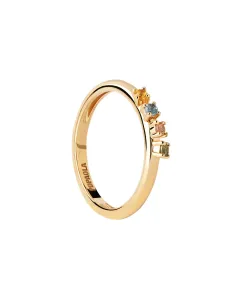 PDPAOLA Affascinante anello placcato oro con zirconi RAINBOW Gold AN01-C10 56 mm