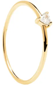 PDPAOLA Anello minimal placcato in oro con cuore White Heart Gold AN01-223 54 mm
