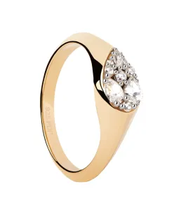 PDPAOLA Bellissimo anello placcato oro con zirconi Vanilla AN01-A51 52 mm