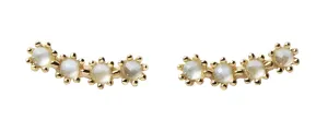 PDPAOLA Delicati orecchini longitudinali placcati oro con cristalli scintillanti BLUE TIDE Gold AR01-432-U