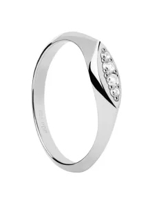 PDPAOLA Elegante anello in argento con zirconi Gala Vanilla AN02-A52 50 mm