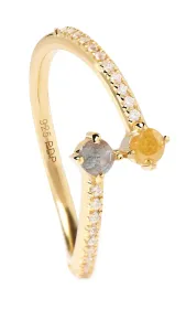 PDPAOLA Elegante anello placcato in oro con zirconi VILLA AN01-647 50 mm
