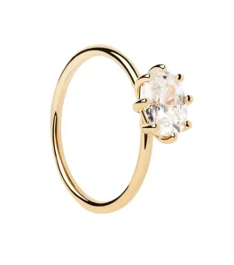 PDPAOLA Elegante anello placcato oro con zircone trasparente KIM Essentials AN01-A12 50 mm
