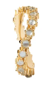 PDPAOLA Elegante anello placcato oro con zirconi BLUE TIDE gold ring AN01-460 50 mm