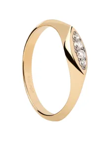 PDPAOLA Elegante anello placcato oro con zirconi Gala Vanilla AN01-A52 52 mm