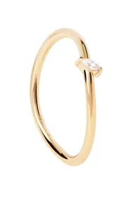 PDPAOLA Raffinati anello placcato oro con zircone Leaf Essentials AN01-842 48 mm