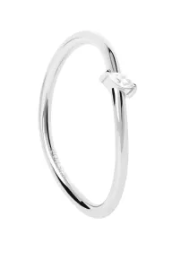 PDPAOLA Raffinato anello in argento con zircone Leaf Essentials AN02-842 48 mm