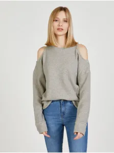 Pepe Jeans Moni Grey Womens Sweatshirt with Exposed Shoulders - Women #828735