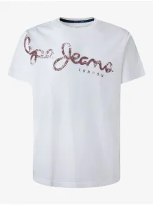 White Men's T-Shirt Pepe Jeans Aleron - Men's