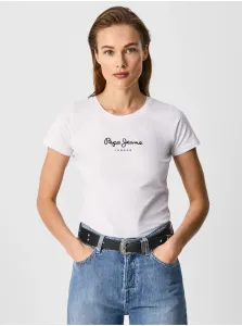 White Women's T-Shirt Pepe Jeans New Virginia - Women #2271502