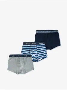 Set of three men's boxer shorts in grey and blue Pepe Jeans Judd - Men #115858