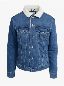 Pepe Jeans Pinner DLX Men's Blue Denim Jacket with Faux Fur - Men's #2963095
