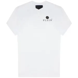 Philipp Plein Men's Logo Plaque Henley T-Shirt White - WHITE XL