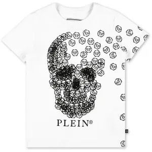 Philipp Plein Kids T-shirt Broken Skull White - WHITE 14Y