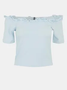 Light Blue Crop Top with Exposed Shoulders Pieces Leah - Women #89521