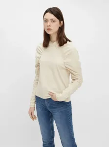 Cream T-Shirt with Ruffled Sleeves Pieces - Women #916666