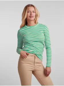 Green Women Striped Basic Long Sleeve T-Shirt Pieces Hand - Women