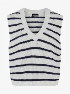 White Striped Short Sweater Vest Pieces Liviana - Women