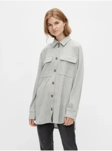 Light Grey Women's Oversize Shirt Jacket Pieces Chilli - Women #938878