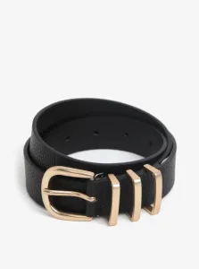 Black Belt with Buckle in Gold Pieces Lea - Women
