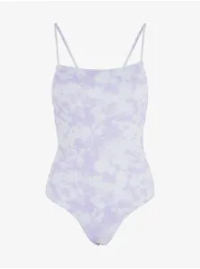 Purple-White Patterned One Pieces Vilma Swimwear - Women