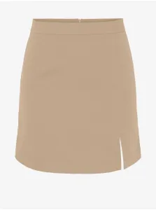 Beige Ladies Mini Skirt with Slit Pieces Thelma - Women #916973