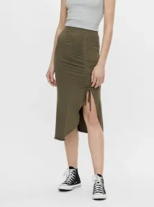 Khaki Sheath Skirt with Side Pull-down Pieces Neora - Women