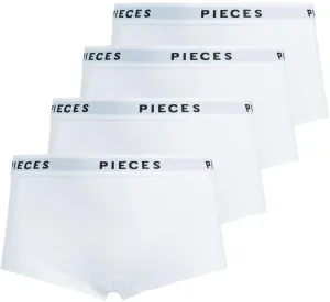 Pieces 4 PACK - slip da donna Boxer PCLOGO 17106857 Bright White XL