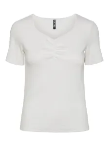 Pieces T-shirt da donna PCTANIA Slim Fit 17135430 Bright White L